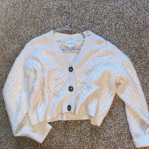 Cropped cream colored button up sweater